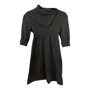 TAKEOUT grey ribbed cotton cowl neck cute sweater dress MEDIUM